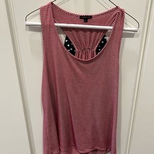 Red and white striped racer back tank top
